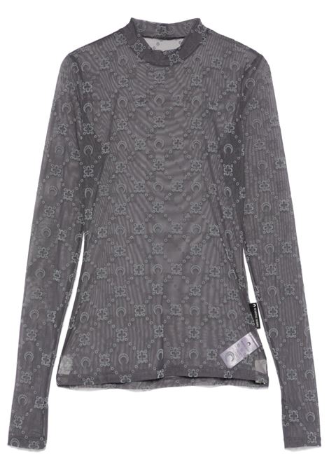 mesh moongram highneck top woman black MARINE SERRE | WTO388A CJER0005BK99